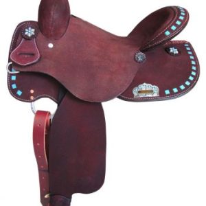 15", 16" Circle S Barrel Style Saddle with turquoise buckstitch trim