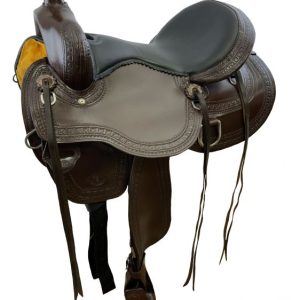 16" Circle S Trail Saddle with wave print border