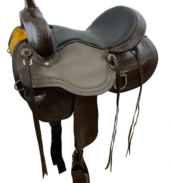 16" Circle S Trail Saddle with wave print border