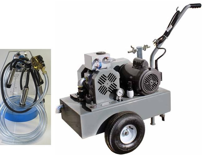 Complete Milking Package - 1 HP Electric Portable Milker w/ 1 Plastic Bucket Assembly for Cows - EZ Milking