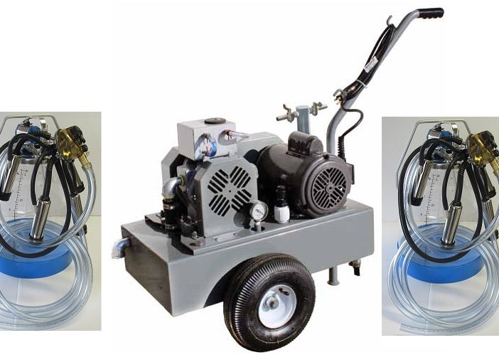 Complete Milking Package - 1 HP Electric Portable Milker w/ 2 Plastic Bucket Assemblies for Cows - EZ Milking