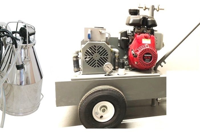 Complete Milking Package - 3 HP Gas Portable Milker w/ 1 Bucket Assembly for Cows - EZ Milking