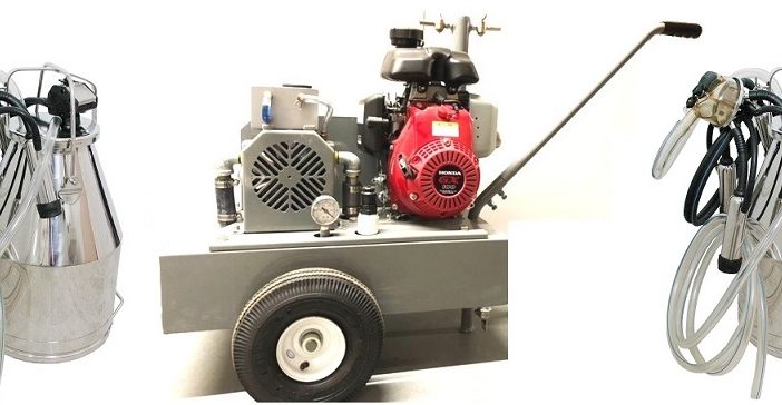 Complete Milking Package - 3 HP Gas Portable Milker w/ 2 Bucket Assemblies for Cows - EZ Milking