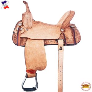 Flex Tree Western Horse Saddle In American Leather Barrel Trail