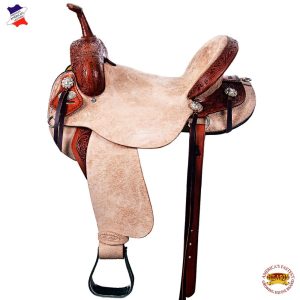 Flex Tree Western Horse Saddle In American Leather Barrel Trail