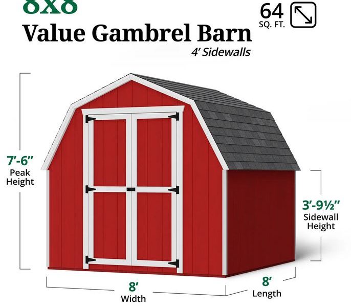 Value Series Gambrel Barn w/ 4 Foot Sidewalls (Multiple Sizes Available) - Image 2